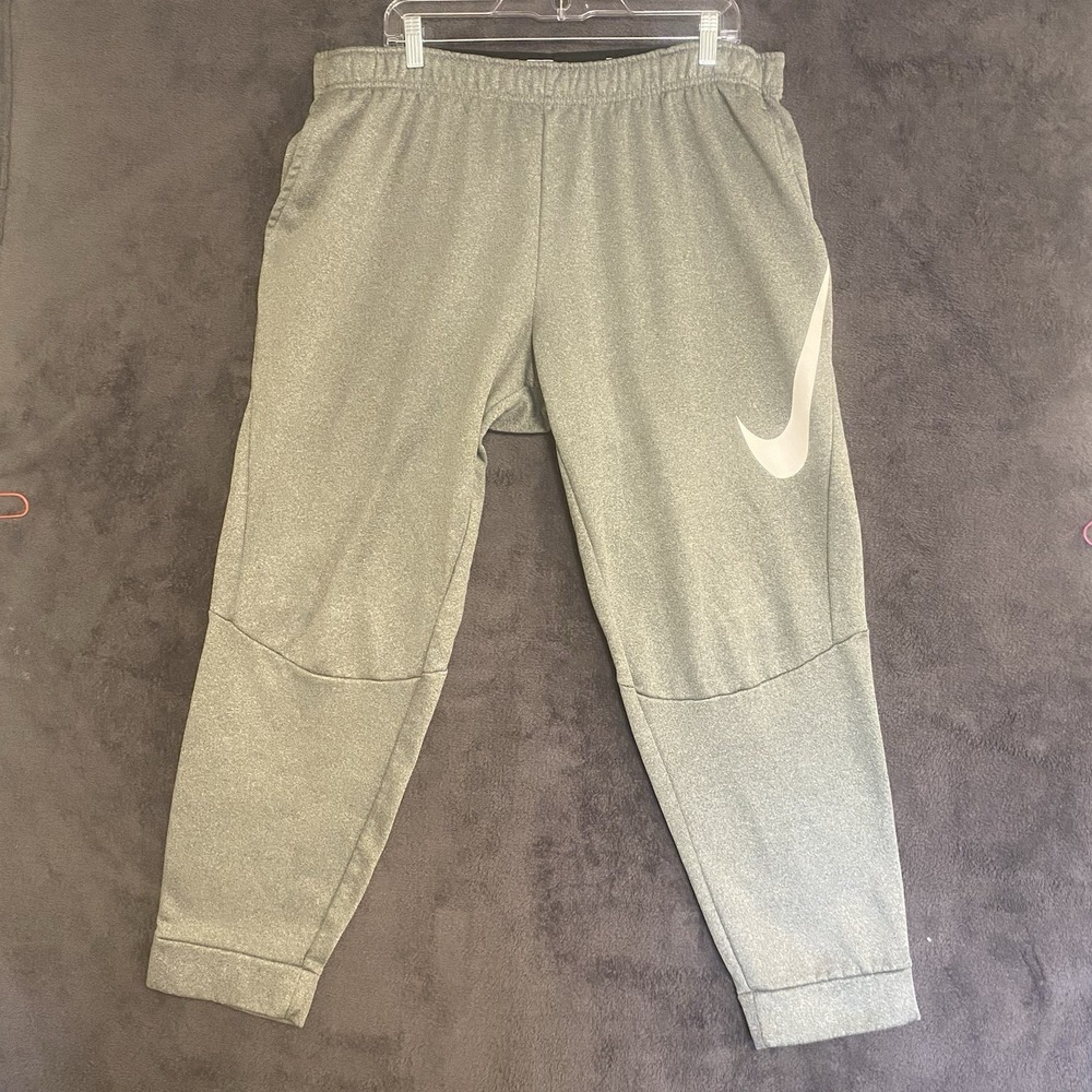 Nike Therma HBR Fleece Pants Men XXLT Black White Swoosh Dri Fit Sweats Joggers